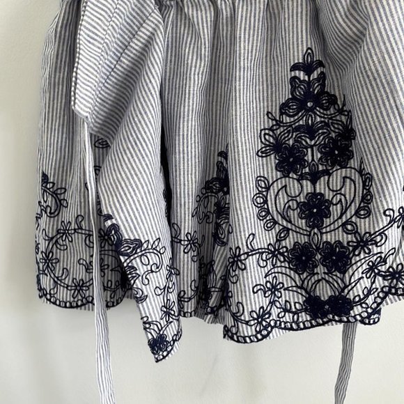 Meisie skort‎ striped and embroidered blue and white stripes - Picture 4 of 5